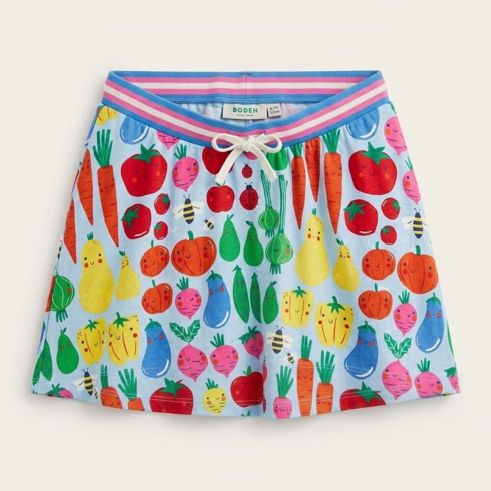 Boden Girls Skort Skirt Size 13-14Y Produce Fruits Veggies Novelty Print